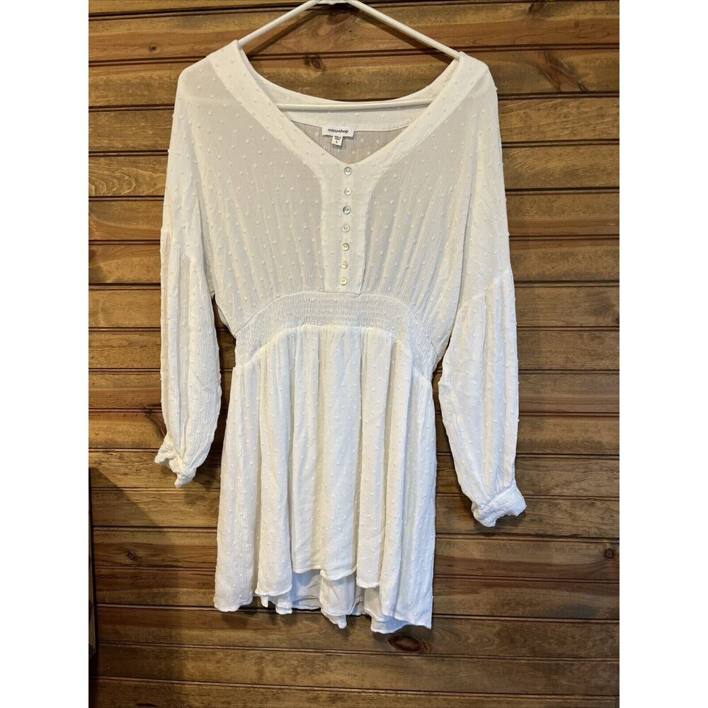 Mittoshop Gauze Swiss Dot Pirate Mini Dress White Size L Chic Flowy Western